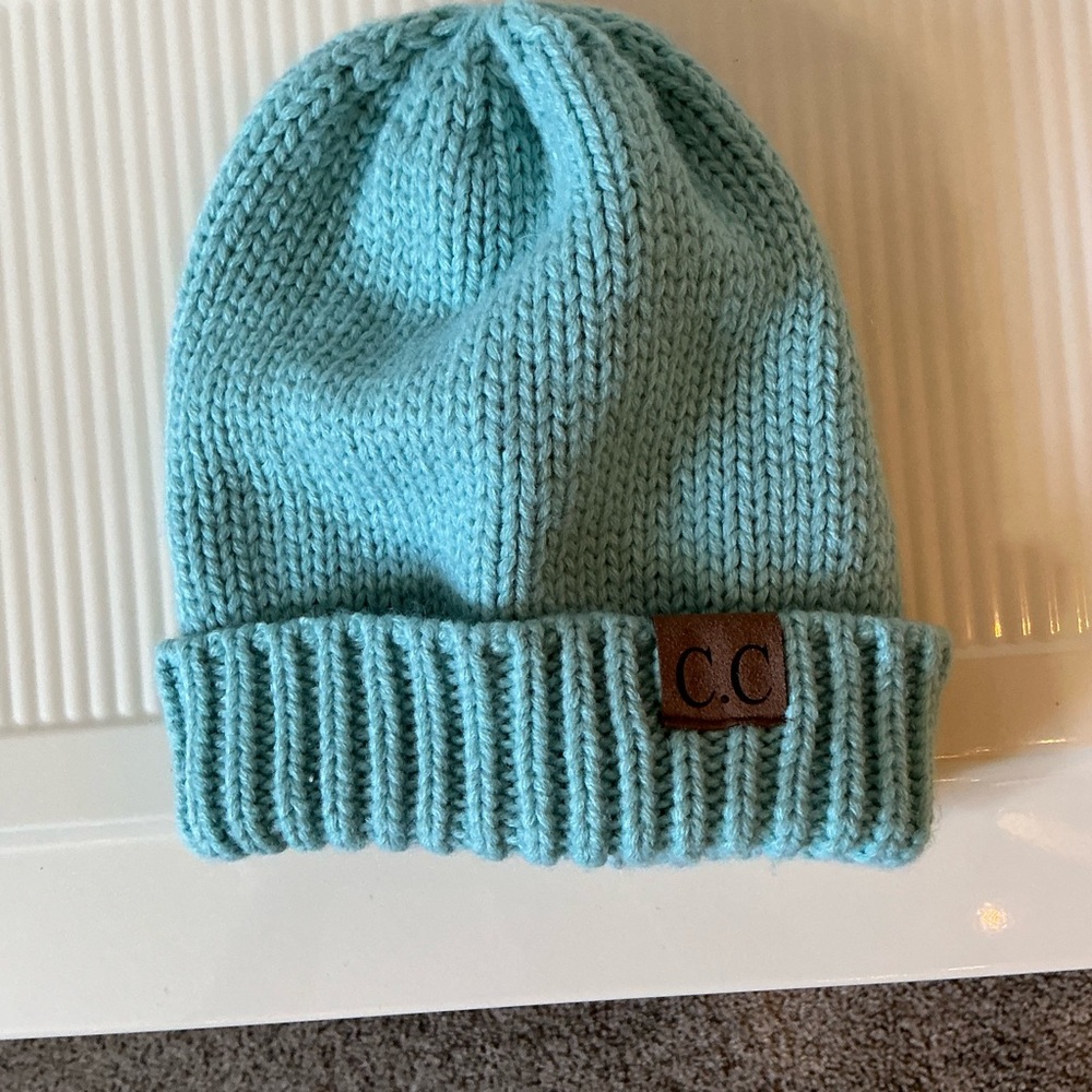 C.C. Blue Knit Slouchy Beanie Hat baby blue